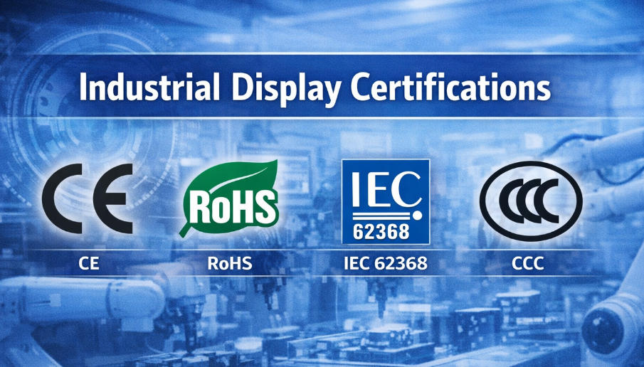 Understanding Industrial Display Certifications: CE, RoHS, IEC 62368, and CCC